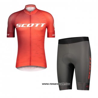 2021 Maillot Cyclisme Scott Rouge Manches Courtes et Cuissard