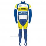 2021 Maillot Cyclisme Sport Vlaanderen Baloise Bleu Jaune Manches Longues et Cuissard