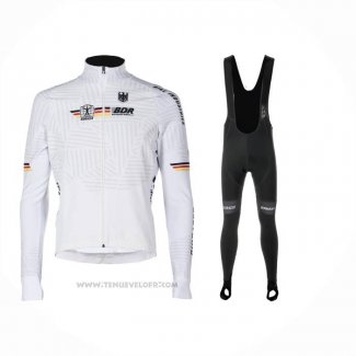 2023 Maillot Cyclisme Allemagne Blanc Manches Longues et Cuissard