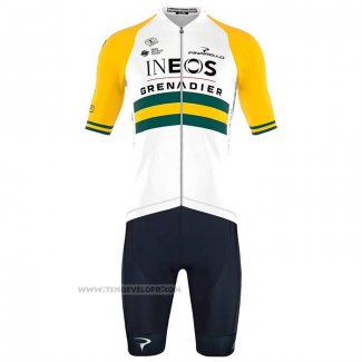 2023 Maillot Cyclisme Ineos Grenadiers Jaune Manches Courtes Et Cuissard