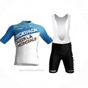 2024 Maillot Cyclisme Ag2r La Mondiale Blanc Bleu Manches Courtes Et Cuissard