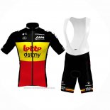 2024 Maillot Cyclisme Lotto Dstny Noir Jaune Rouge Manches Courtes Et Cuissard