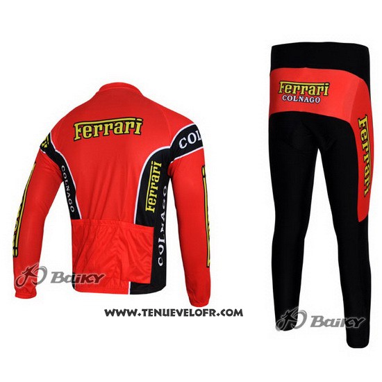 2011 Maillot Ciclismo Ferrari Noir et Vert Manches Longues et Cuissard