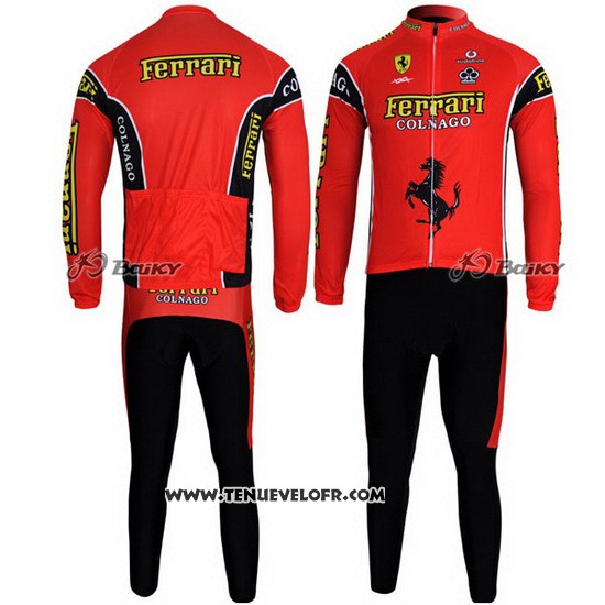 2011 Maillot Ciclismo Ferrari Noir et Vert Manches Longues et Cuissard