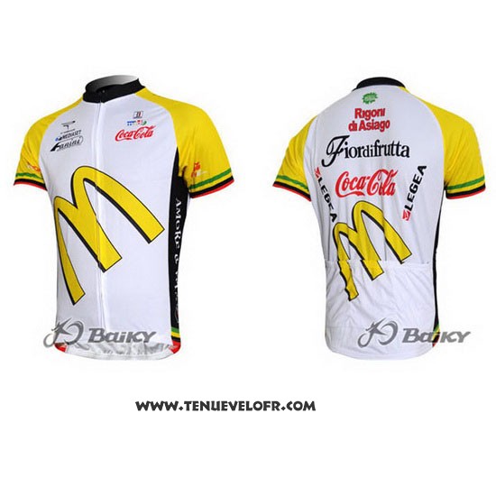 2011 Maillot Ciclismo McDonalds Blanc et Jaune Manches Courtes et Cuissard
