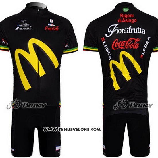 2011 Maillot Ciclismo McDonalds Noir et Jaune Manches Courtes et Cuissard