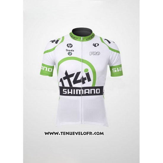 2012 Maillot Ciclismo 1t4i Blanc et Vert Manches Courtes et Cuissard