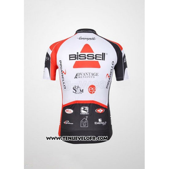2012 Maillot Ciclismo Bissell Blanc et Rouge Manches Courtes et Cuissard