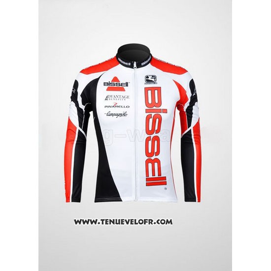 2012 Maillot Ciclismo Bissell Blanc et Rouge Manches Longues et Cuissard