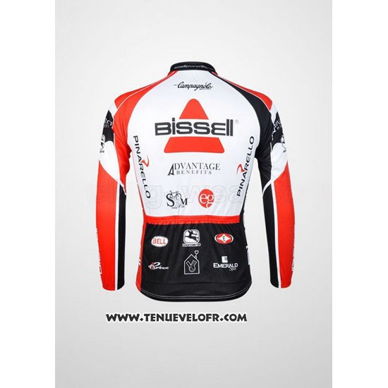 2012 Maillot Ciclismo Bissell Blanc et Rouge Manches Longues et Cuissard