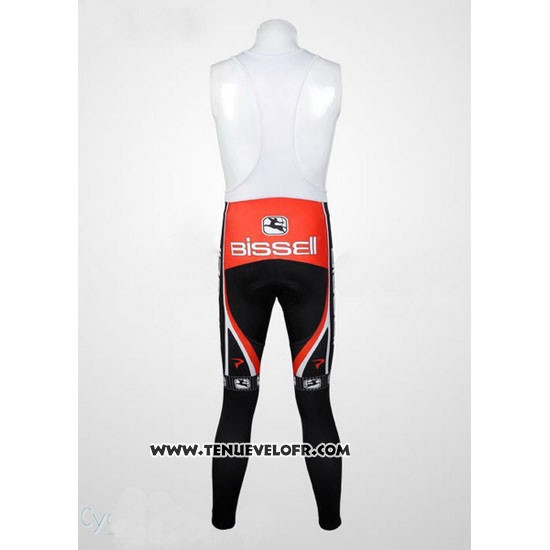 2012 Maillot Ciclismo Bissell Blanc et Rouge Manches Longues et Cuissard