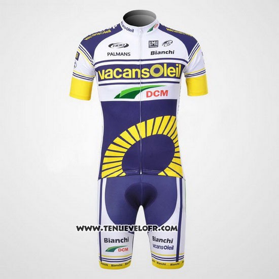2012 Maillot Ciclismo Vacansoleil Jaune et Bleu Manches Courtes et Cuissard