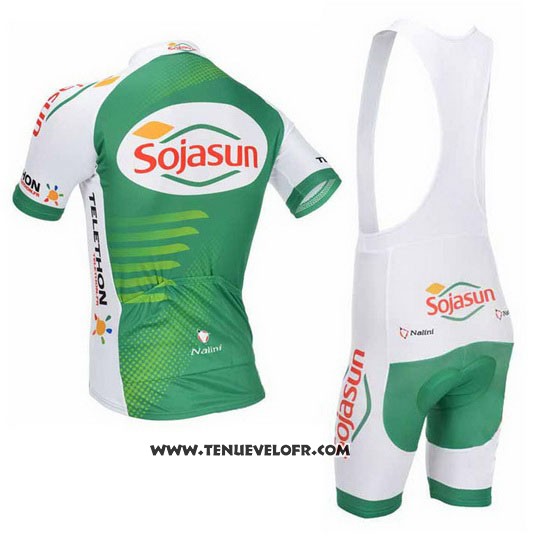 2013 Maillot Ciclismo Sojasun Blanc et Vert Manches Courtes et Cuissard