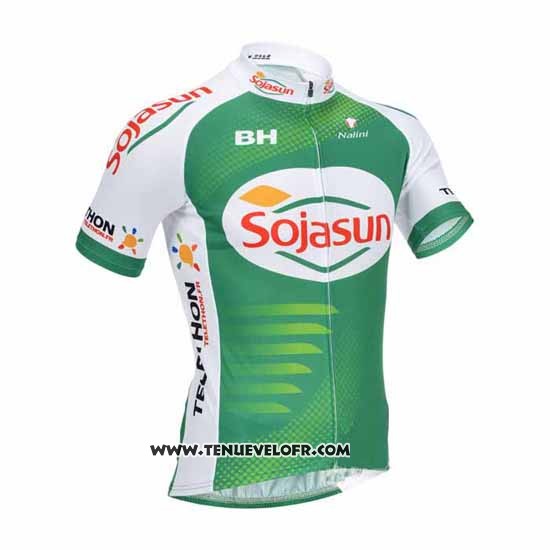 2013 Maillot Ciclismo Sojasun Blanc et Vert Manches Courtes et Cuissard