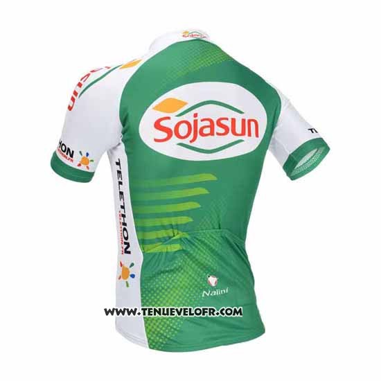 2013 Maillot Ciclismo Sojasun Blanc et Vert Manches Courtes et Cuissard