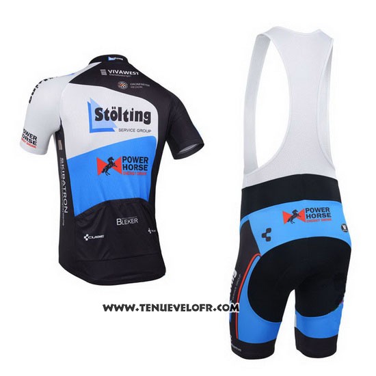 2013 Maillot Ciclismo Stolting Noir et Azur Manches Courtes et Cuissard
