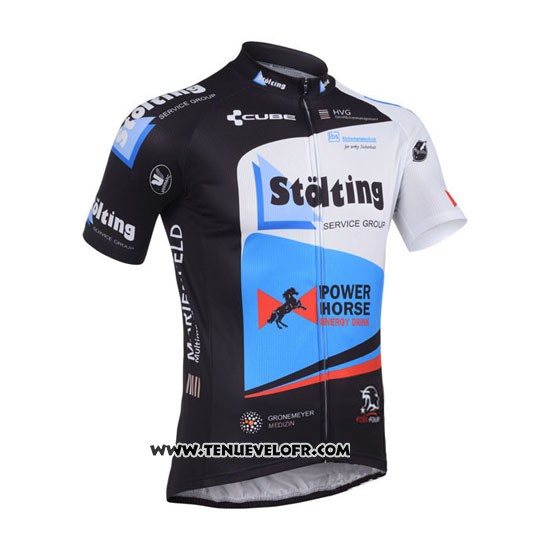 2013 Maillot Ciclismo Stolting Noir et Azur Manches Courtes et Cuissard