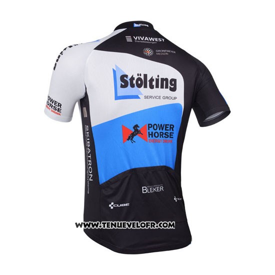 2013 Maillot Ciclismo Stolting Noir et Azur Manches Courtes et Cuissard