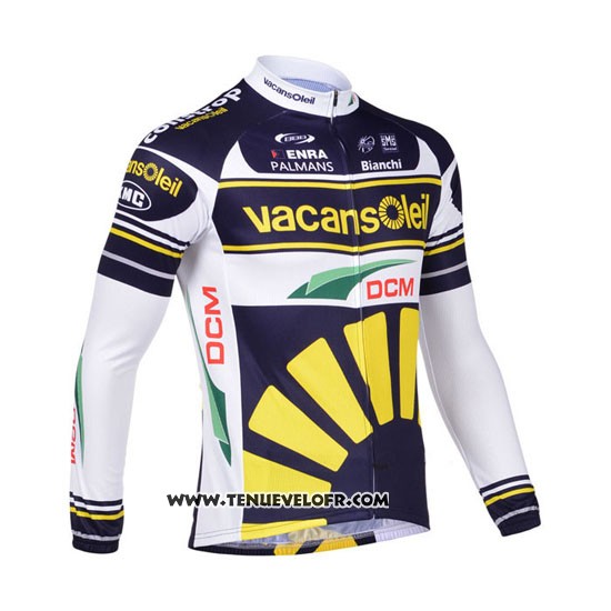 2013 Maillot Ciclismo Vacansoleil Jaune et Bleu Manches Longues et Cuissard