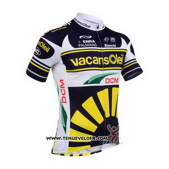2013 Maillot Ciclismo Vacansoleil Jaune et Noir Manches Courtes et Cuissard