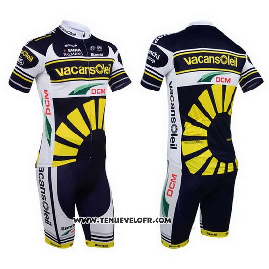 2013 Maillot Ciclismo Vacansoleil Jaune et Noir Manches Courtes et Cuissard