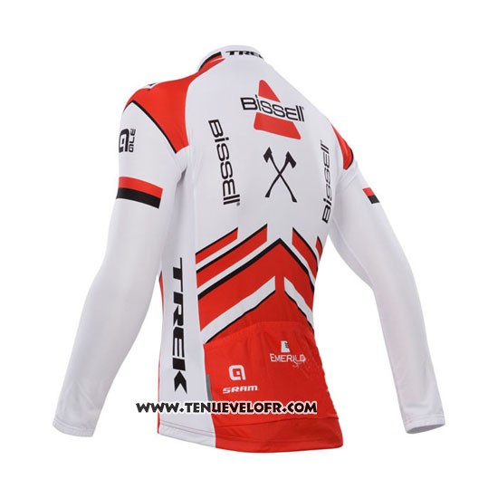 2014 Maillot Ciclismo Bissell Blanc et Rouge Manches Longues et Cuissard