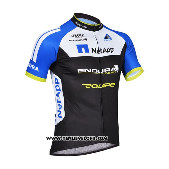 2014 Maillot Ciclismo Netapp Noir et Bleu Manches Courtes et Cuissard