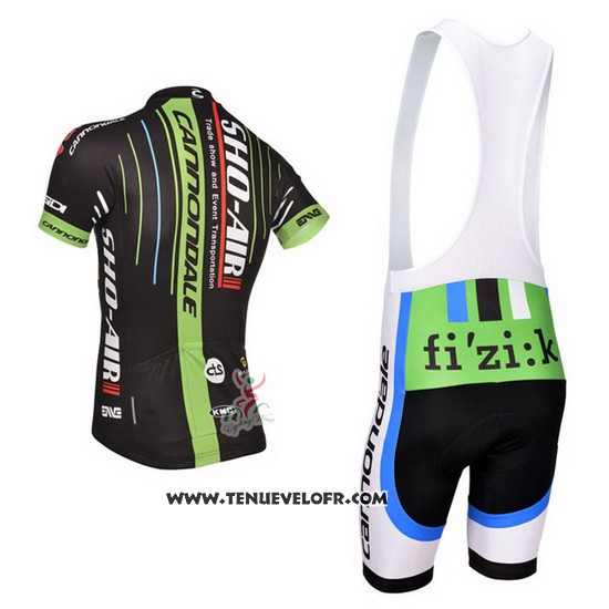 2014 Maillot Ciclismo Sho-Air Cannondale Noir et Vert Manches Courtes et Cuissard