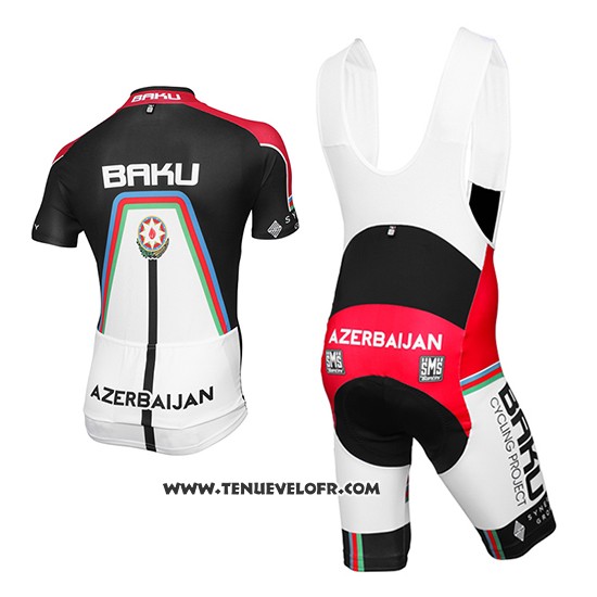 2015 Maillot Ciclismo Baku Noir et Blanc Manches Courtes et Cuissard
