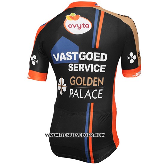 2015 Maillot Ciclismo Vastgoedservice Golden Palace Noir et Orange Manches Courtes et Cuissard