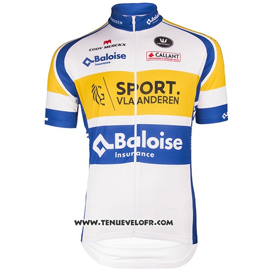 2016 Maillot Ciclismo Sport Vlaanderen Baloise Blanc et Jaune Manches Courtes et Cuissard