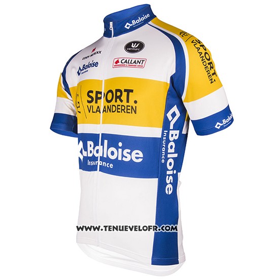 2016 Maillot Ciclismo Sport Vlaanderen Baloise Blanc et Jaune Manches Courtes et Cuissard