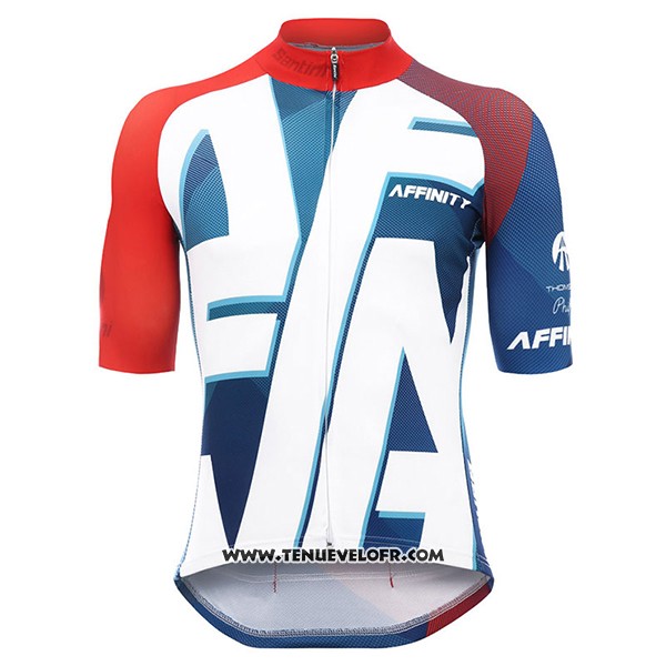 2017 Maillot Ciclismo Affinity Blanc et Bleu Manches Courtes et Cuissard