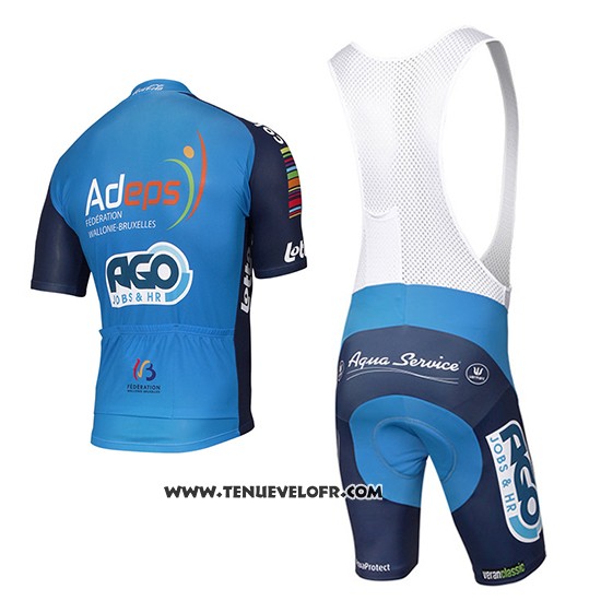 2017 Maillot Ciclismo Ago Aqua Service Bleu Manches Courtes et Cuissard