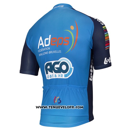 2017 Maillot Ciclismo Ago Aqua Service Bleu Manches Courtes et Cuissard