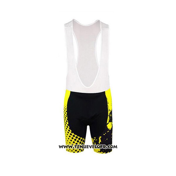 2017 Maillot Ciclismo Aogda Noir et Jaune Manches Courtes et Cuissard