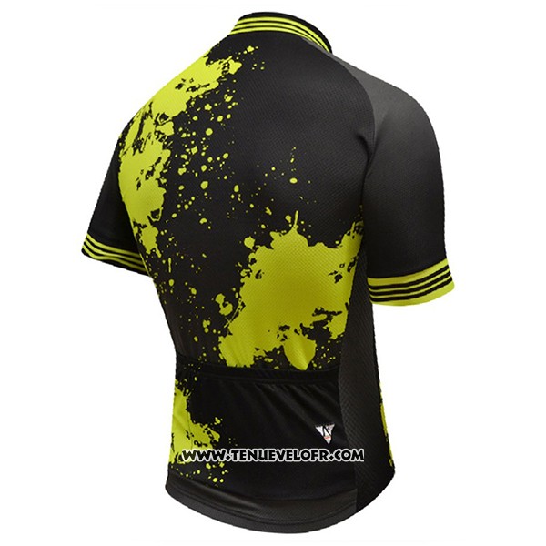 2017 Maillot Ciclismo Aquadro Splash Noir et Jaune Manches Courtes et Cuissard