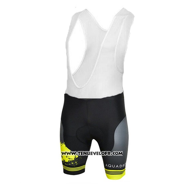 2017 Maillot Ciclismo Aquadro Splash Noir et Jaune Manches Courtes et Cuissard