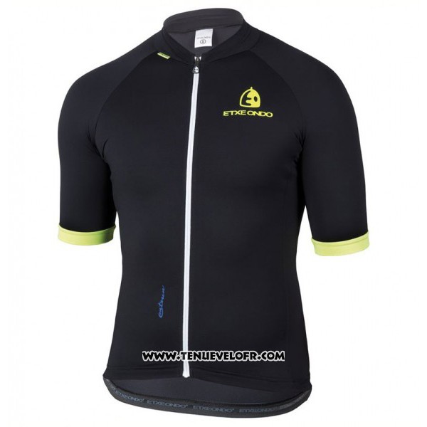 2017 Maillot Ciclismo Etxeondo Entzun Noir et Jaune Manches Courtes et Cuissard