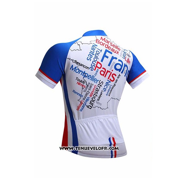 2017 Maillot Ciclismo France Snovaky Bleu et Blanc Manches Courtes et Cuissard