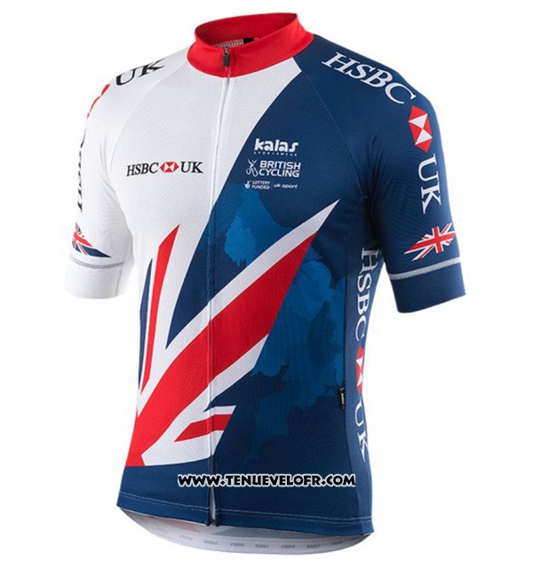 2017 Maillot Ciclismo Kalas HSBC GB Bleu et Blanc Manches Courtes et Cuissard