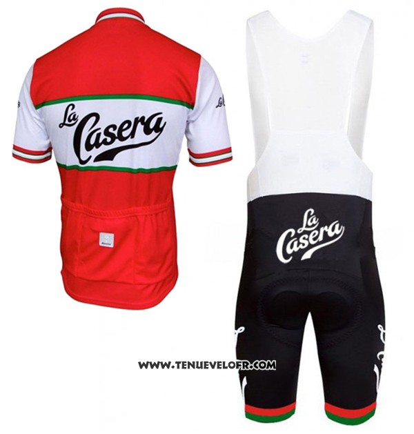 2017 Maillot Ciclismo La Casera Vintage Rouge Manches Courtes et Cuissard