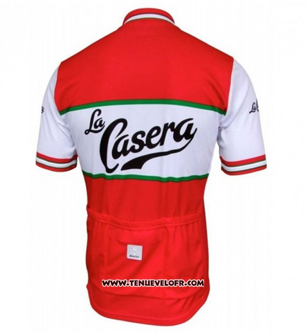2017 Maillot Ciclismo La Casera Vintage Rouge Manches Courtes et Cuissard