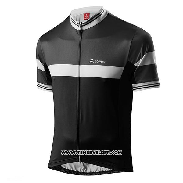 2017 Maillot Ciclismo Loffler Noir et Gris Manches Courtes et Cuissard