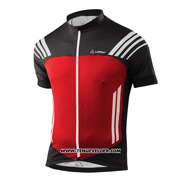 2017 Maillot Ciclismo Loffler Noir et Rouge Manches Courtes et Cuissard