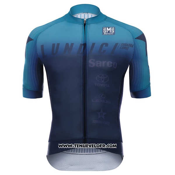 2017 Maillot Ciclismo Lundici Noir et Bleu Manches Courtes et Cuissard