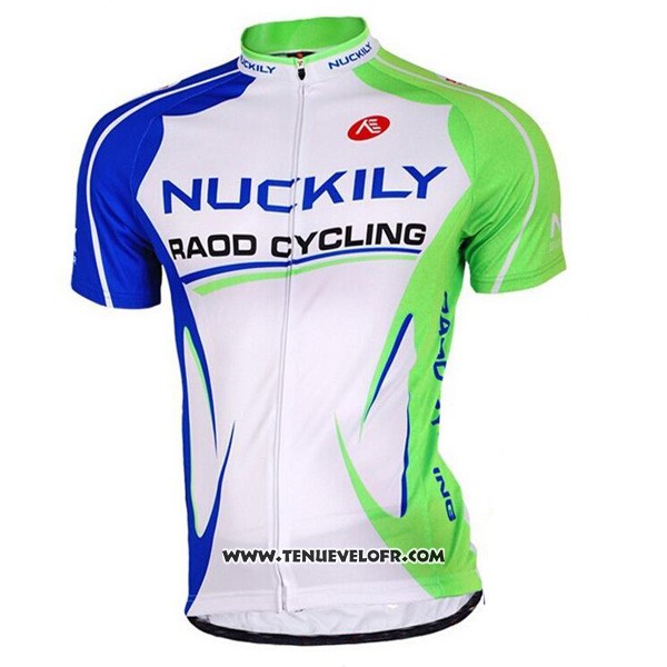 2017 Maillot Ciclismo Nuckily Blanc et Vert Manches Courtes et Cuissard