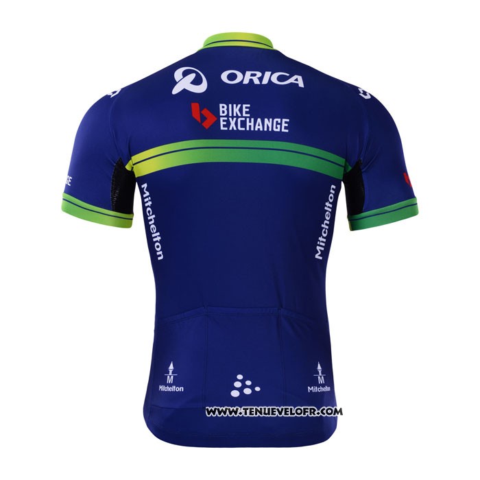 2017 Maillot Ciclismo Orica Bike Exchange Bleu Manches Courtes et Cuissard