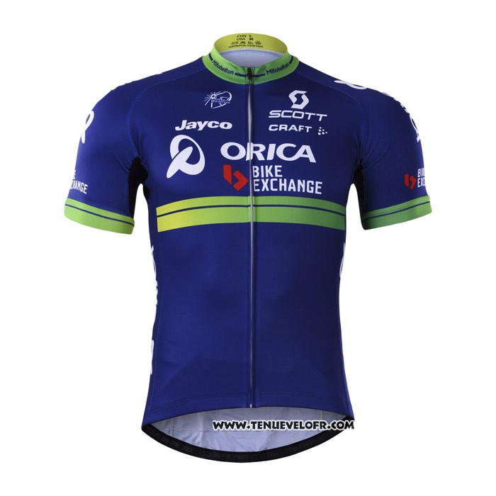 2017 Maillot Ciclismo Orica Bike Exchange Bleu Manches Courtes et Cuissard