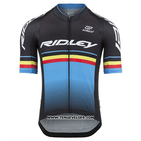 2017 Maillot Ciclismo Ridley Rincon Bleu Clair et Noir Manches Courtes et Cuissard